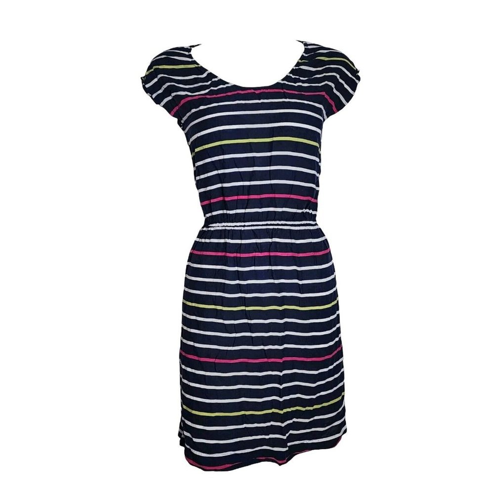 BANANA REPUBLIC Blue Pink White Striped Pullover Dress Womens Size S Small